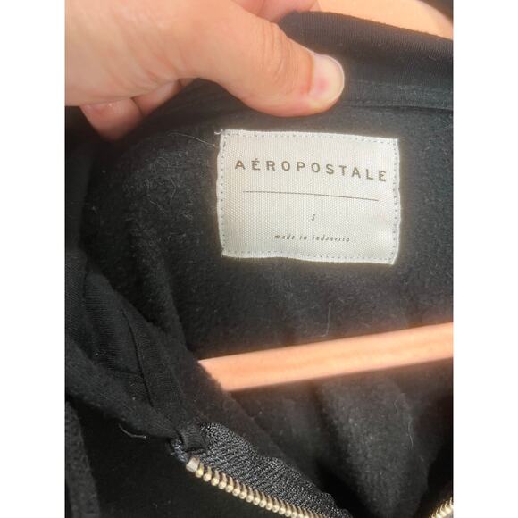 Women Aeropostale Black Crop Top Hoodie Sz S Y2K 2000s Grunge Emo Dark Fairy - Picture 3 of 10